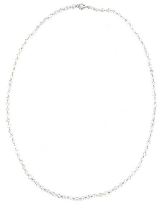 Platinum and Diamond Bead Chain Necklace